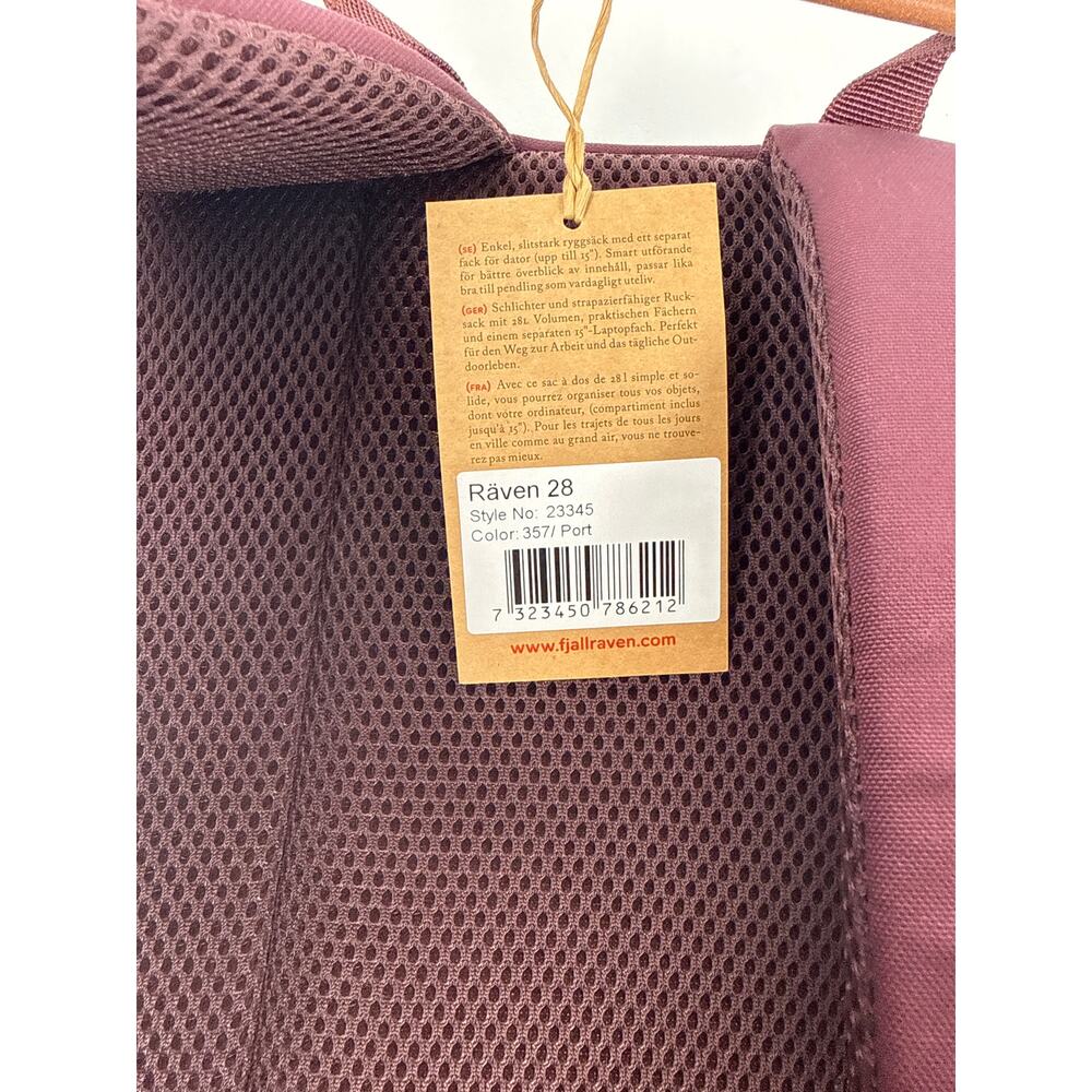 Fjallraven Raven 28L Backpack Övik F23345 Burgundy Port Laptop Ready 10 Pockets - Picture 11 of 12
